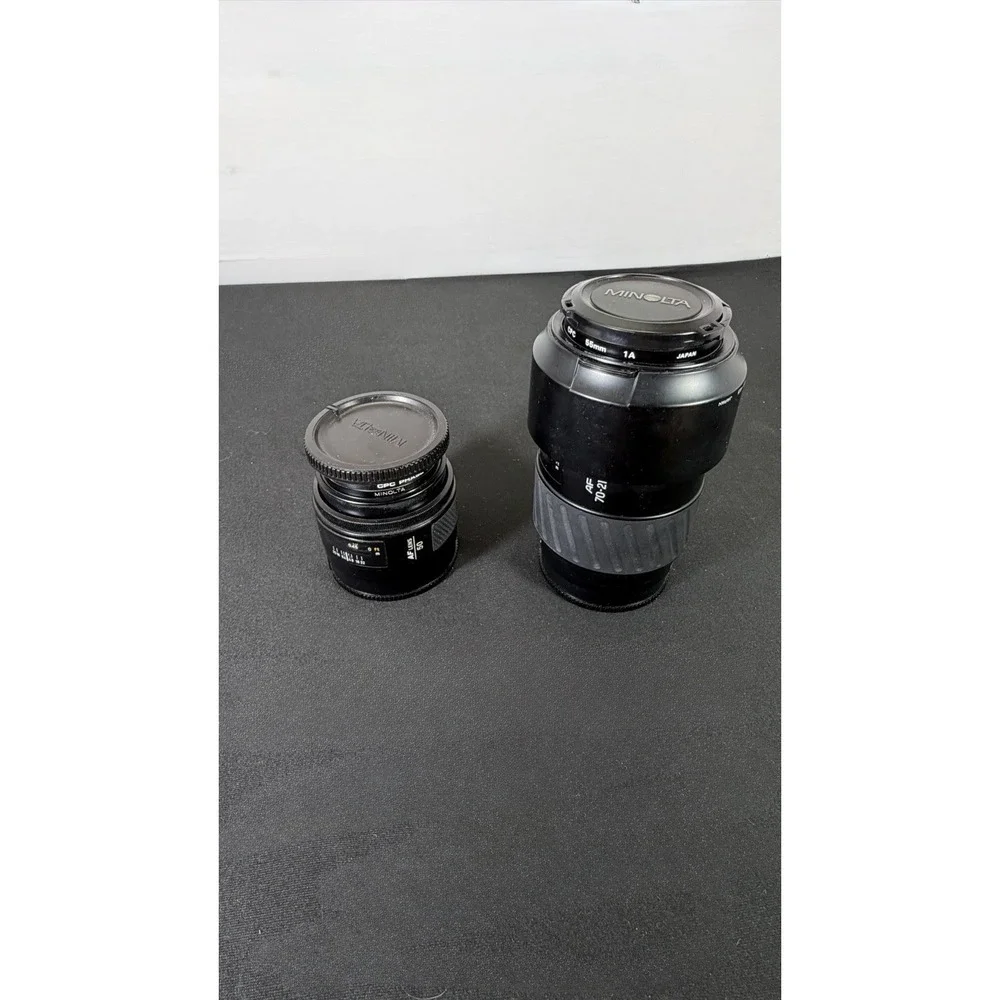 Minolta Maxxum AF Lens Bundle - 50mm Prime & 70-210mm f4 Beercan Zoom Set Hood
